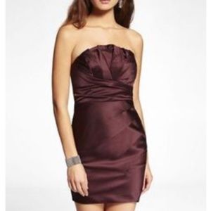 Express Strapless Satin Pleated Dress